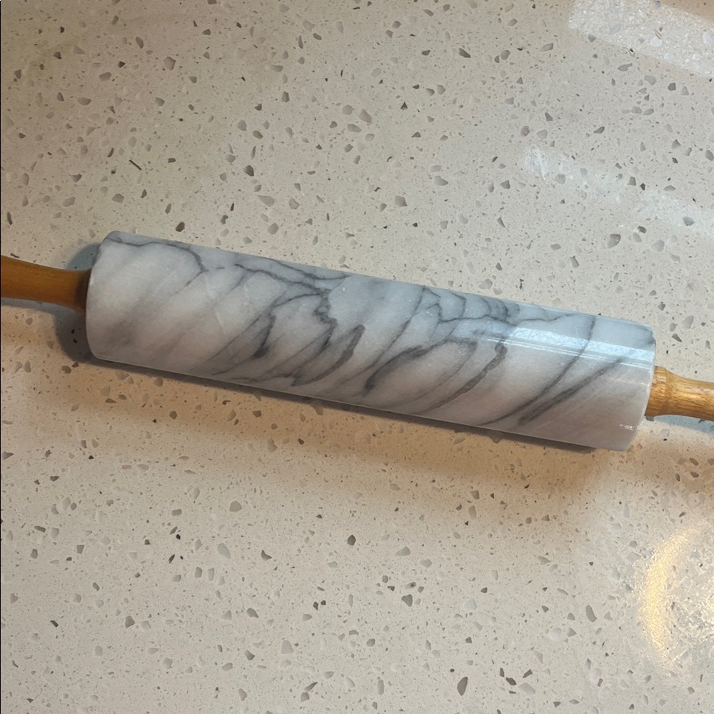 Marble Rolling Pin with Wooden Handles